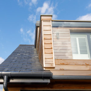 Where possible we reused the slate tiles from the roof for the new extension